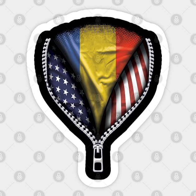 Romanian Flag  Romania Flag American Flag Zip Down - Gift for Romanian From Romania Sticker by Country Flags